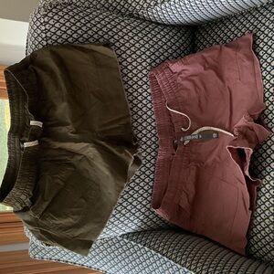 Vuori Women's Athletic Shorts - Olive and Maroon